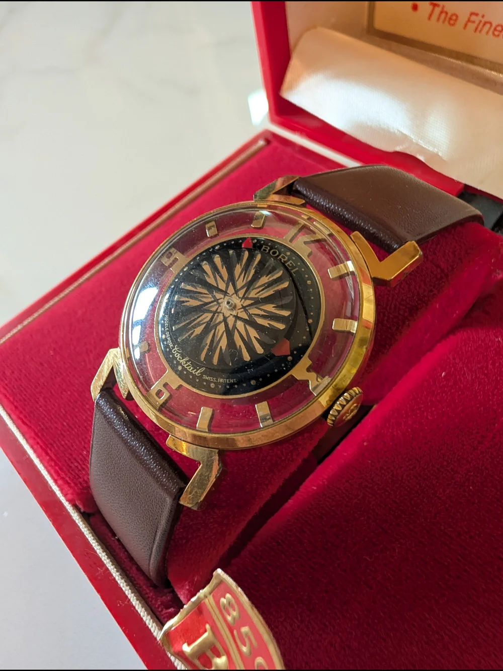 Ernest Borel Cocktail Mens 32mm Kaleidescope Mystery Dial Rare In Box